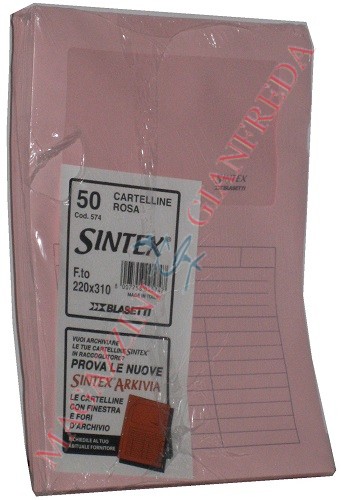 CARTELLA CON FINESTRA SINTEX BLASETTI CM. 22X31 ROSA. CONF. 50 PZ.